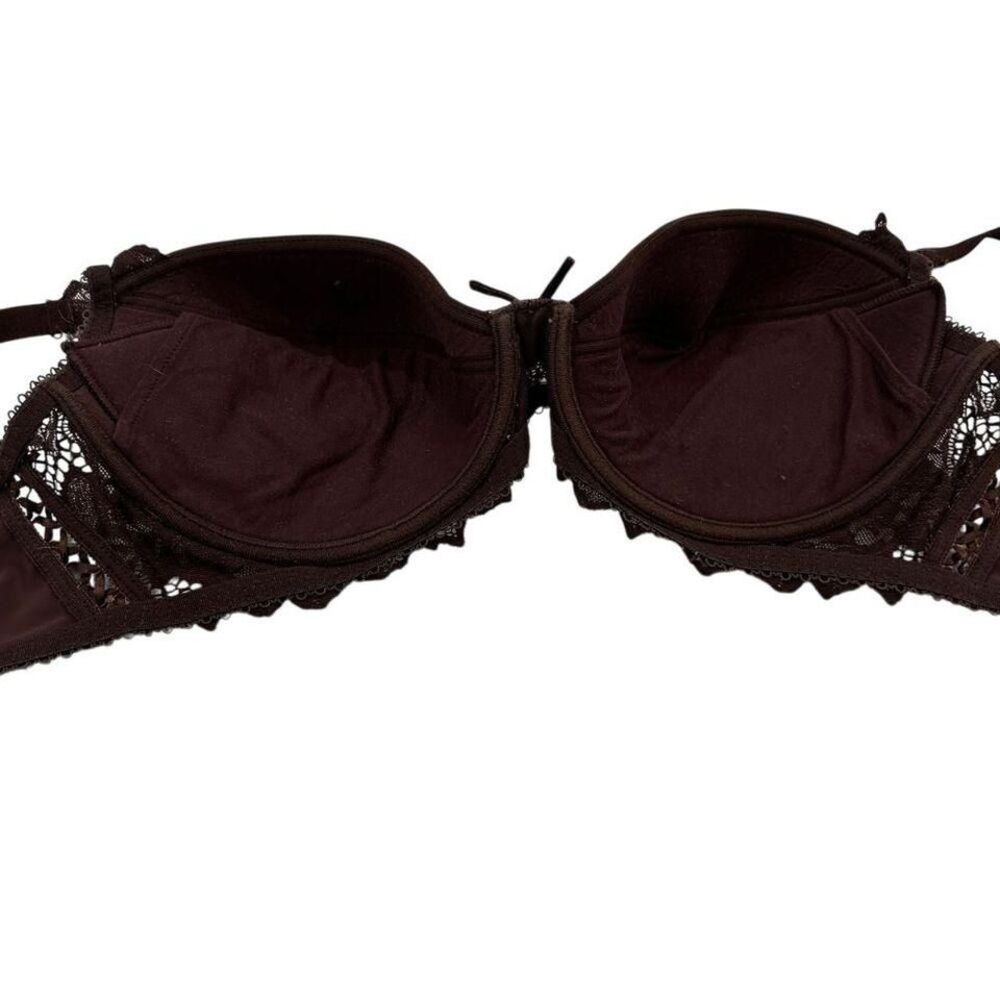 Lepel‎ Bra 38D  Brown Lace-Trimmed Padded Bra with Adjustable Straps Italy